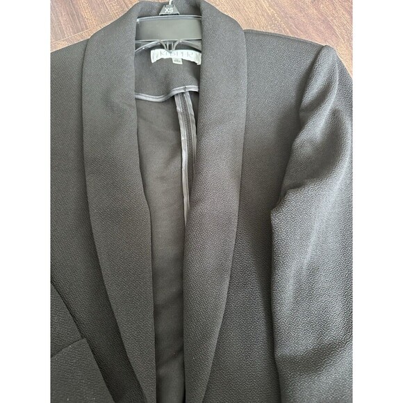 Kasper Women's Crosshatch Shawl-Collar Open-Front Jacket Work Blazer Black PS - Picture 5 of 7